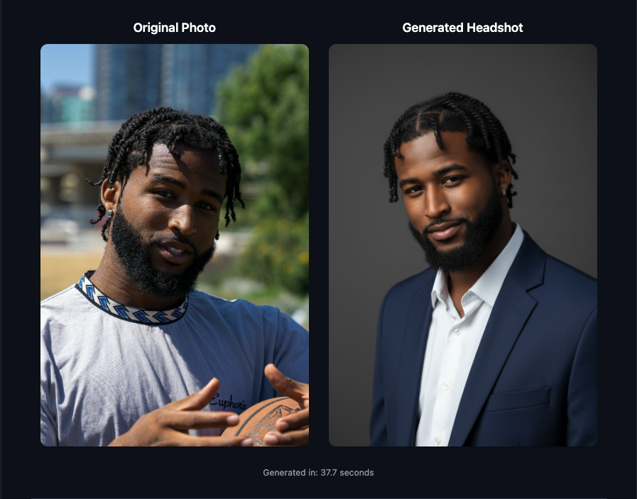 Professional headshot transformation example